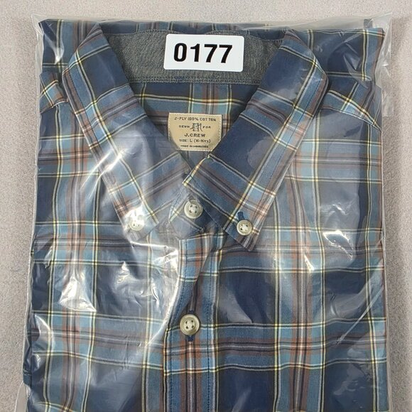 J Crew Shirt Mens L Blue Gray Check Button Down 2-Ply 100% Cotton - Picture 10 of 10